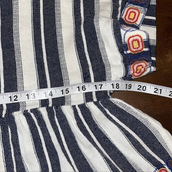 J.O.A. Anthropologie Cropped Peplum Striped embroidered Blouse Sz. S - Picture 16 of 16